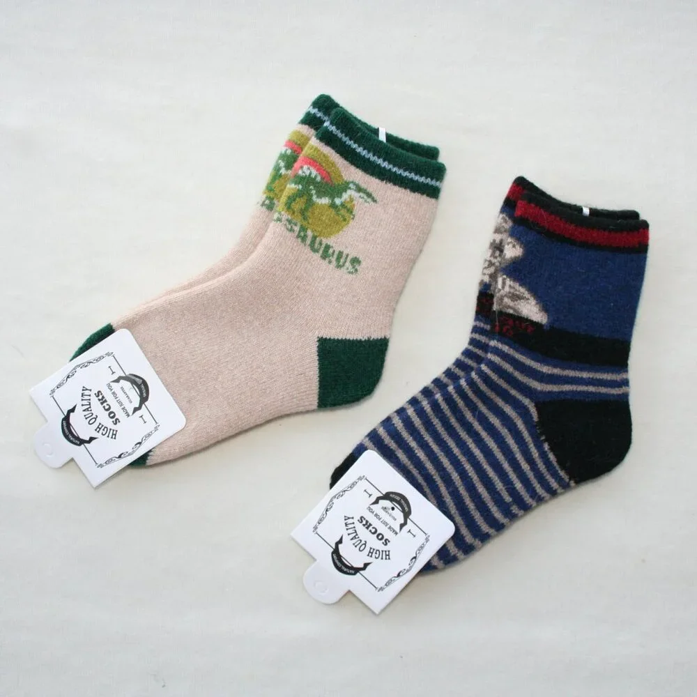 SUPER SOFT KIDS Sz 9 - 11 DINO SOCKS THICK COMFY WARM 2 PAIR LOT DINOSAUR BOYS